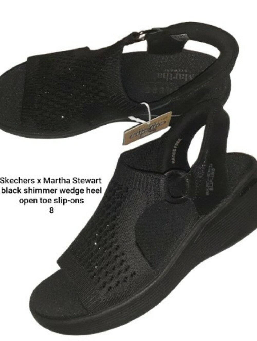 Skechers x Martha Stewart Black Wedge Heel Slip-Ins 8